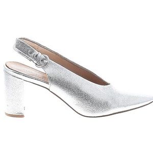 Silver metallic heels 3.5"